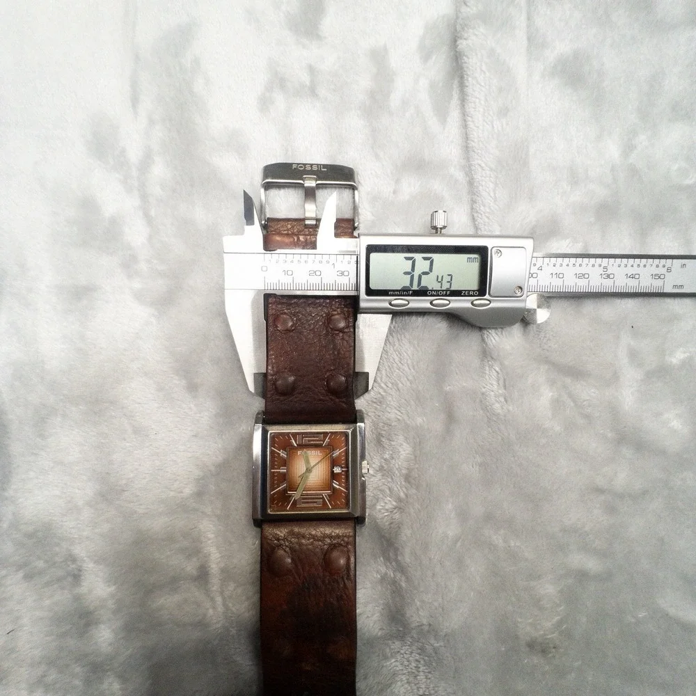 Fossil JR-9272 Square Watch Wide Leather Band 42mm Mens Watch 5atm Sunburst Dial